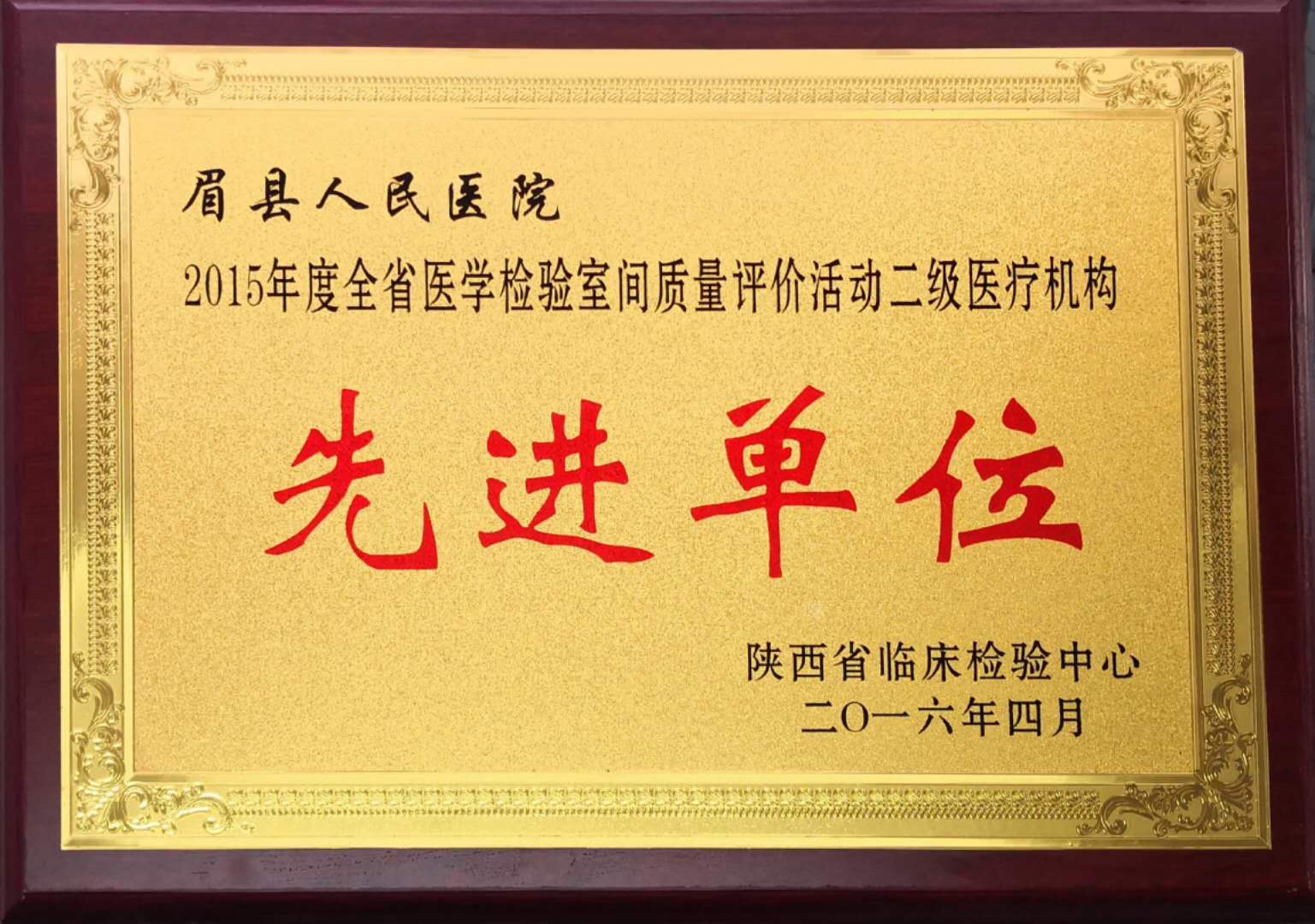 2015年度全省医学检验室间质量评价活动二级医疗机构先进单位