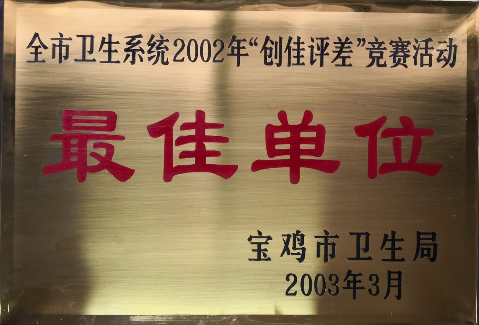 全市卫生系统2002年“创佳评差”竞赛活动最佳单位